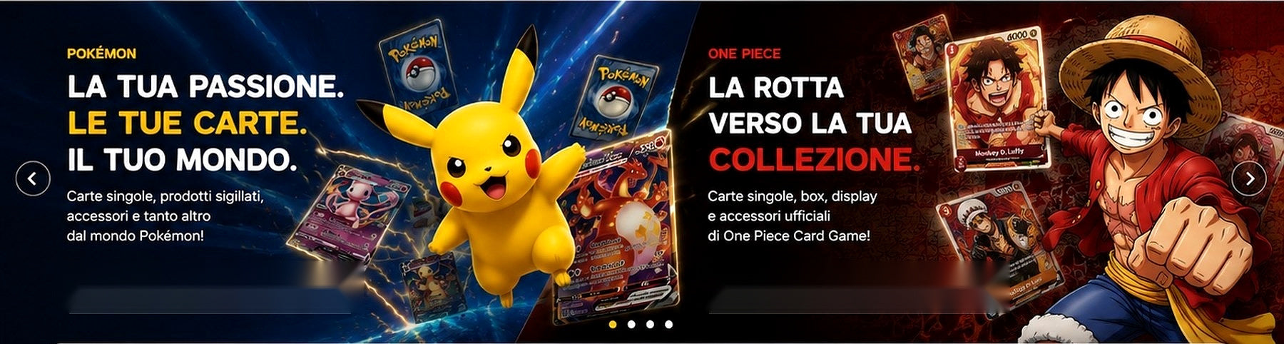 Pokémon e One Piece trading cards